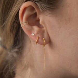 Long Chain Earring - Dangle Chain Earring - Dainty Sterling Silver Earring