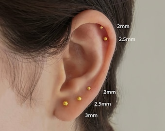 Sierlijke bal oorbellen - 2mm-3mm bal gouden studs - zilver gouden studs - kleine bal stud - sierlijke bal stud - kleine stud oorbellen (PAAR)