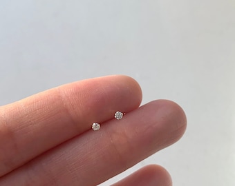 14K Solid Gold Stud - 2mm,3mm,4mm Tiny cz Stud Earring - Minimalist stud earrings - 14K Solid Gold Earring