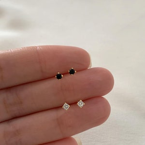 PAIR ITEM: Dainty cz studs - Gold stud earring - Tiny cz gold studs - Minimalist earrings - 925 sterling silver stud earring
