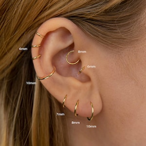 Tiny thin huggie hoops(PAIR) - Dainty huggie hoops - Simple huggie hoops - Gold huggie hoops - Silver huggie hoops lll