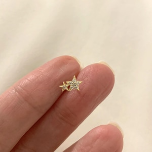 Two Star Stud Earring - Dainty Minimalist Stud Earring - Sterling Silver Stud Earring