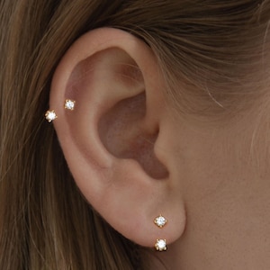 Front Back earring - Ear jacket - Dainty Ear Jacket - Gold earring - Minimal earring - Cz gold earring - Dainty ear jacket -CZ Ear Jacket