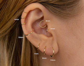 Tiny thin huggie hoops - Dainty huggie hoops - Simple huggie hoops - Gold huggie hoops - Silver huggie hoops (PAIR) kk