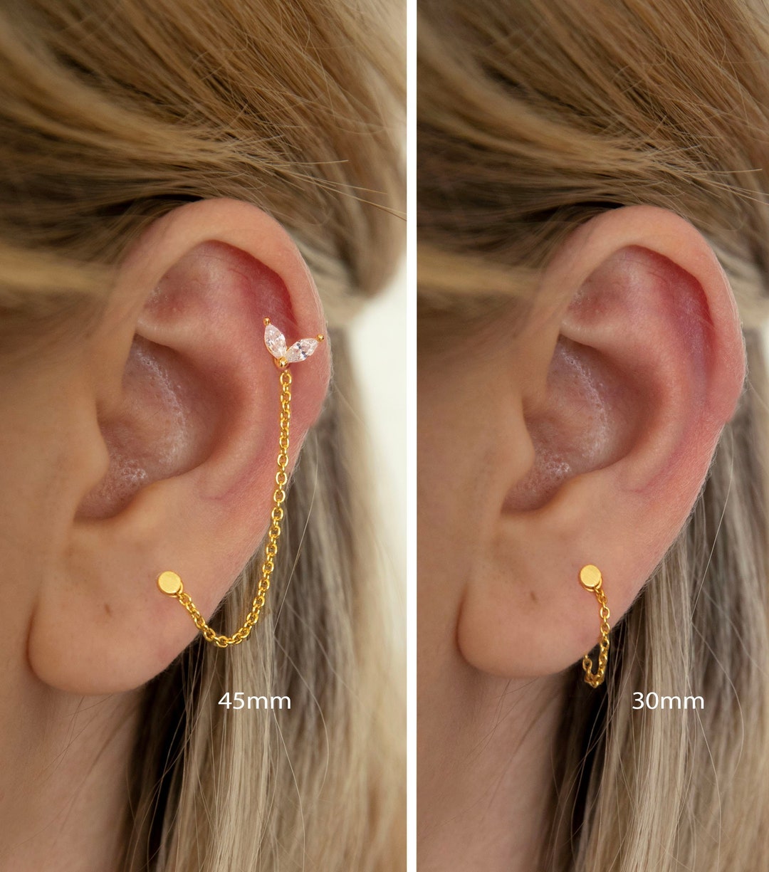 wing bling☆[14Kpost] SUV chain onetouch earring 2type Detachable Chain Earring - Minimalist Chain Earring