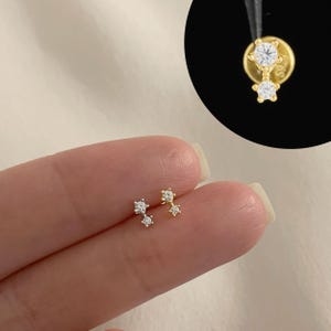 Labret con rosca interna de dos piedras de 18G/16G • perno para trago • aretes de caracola • perno para cartílago y hélice • perno para labio con parte posterior plana • perno para nariz