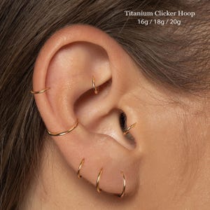 Cerchio con cerniera in titanio 20/18/16G • Anello per il naso con segmento incernierato • Anello a scatto per il setto nasale • Cerchio per cartilagine • Anello per il naso • Cerchio per orecchino a elica