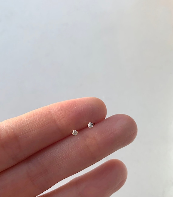 14K Solid Gold Stud 2mm3mm4mm Tiny Cz Stud Earring - Etsy Israel