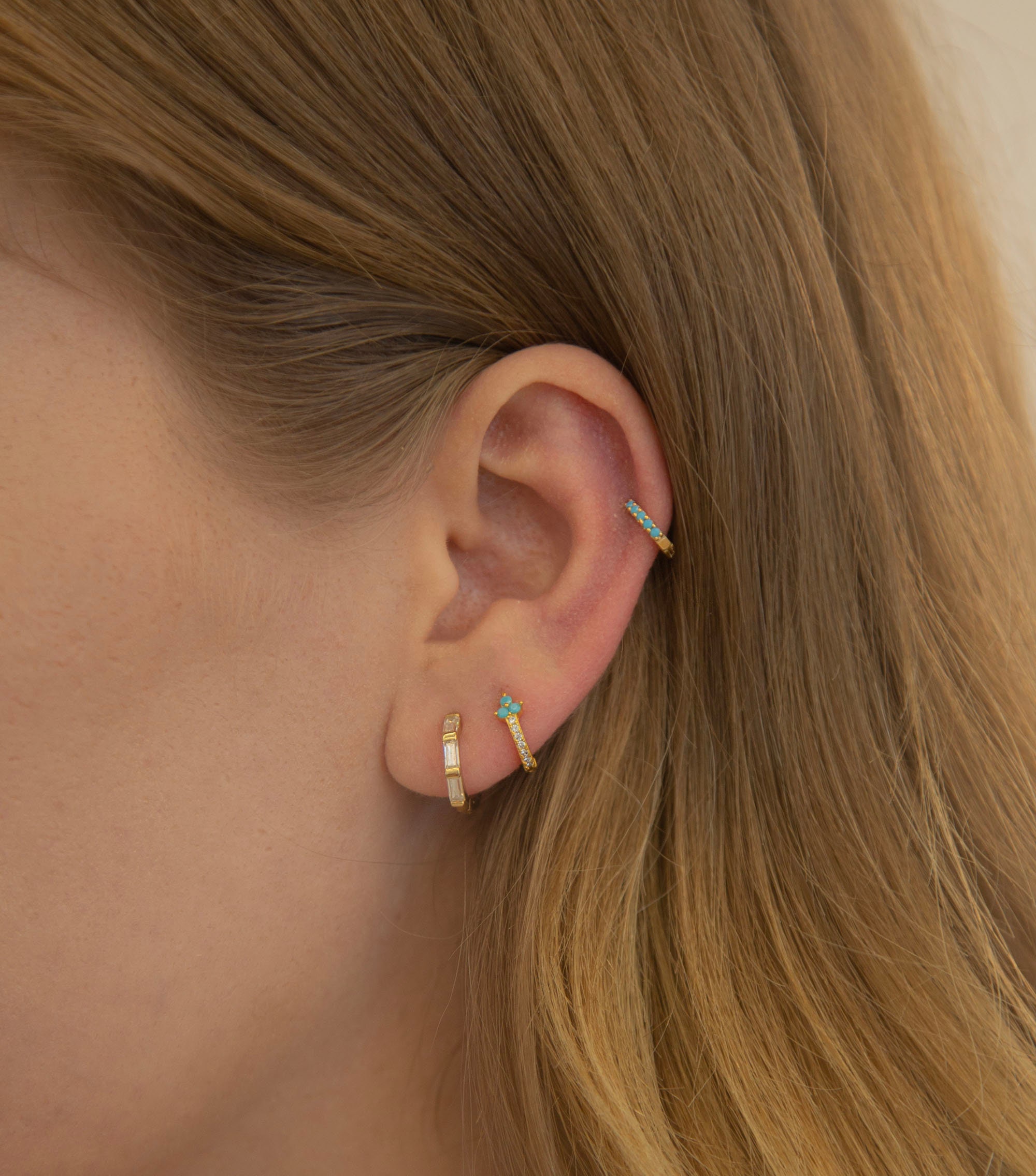 Turquoise hoop earrings - Onyx hoop earrings - Dainty hoops - Huggie earrings - Colored stone hoop earrings - Cz hoop earrings