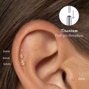 20/18/16G 3-5mm Whorl Disc Push Pin Labret • Titanium Threadless Flat Back Earring • Tragus Stud • Helix Stud • Cartilage Stud • Nose Stud