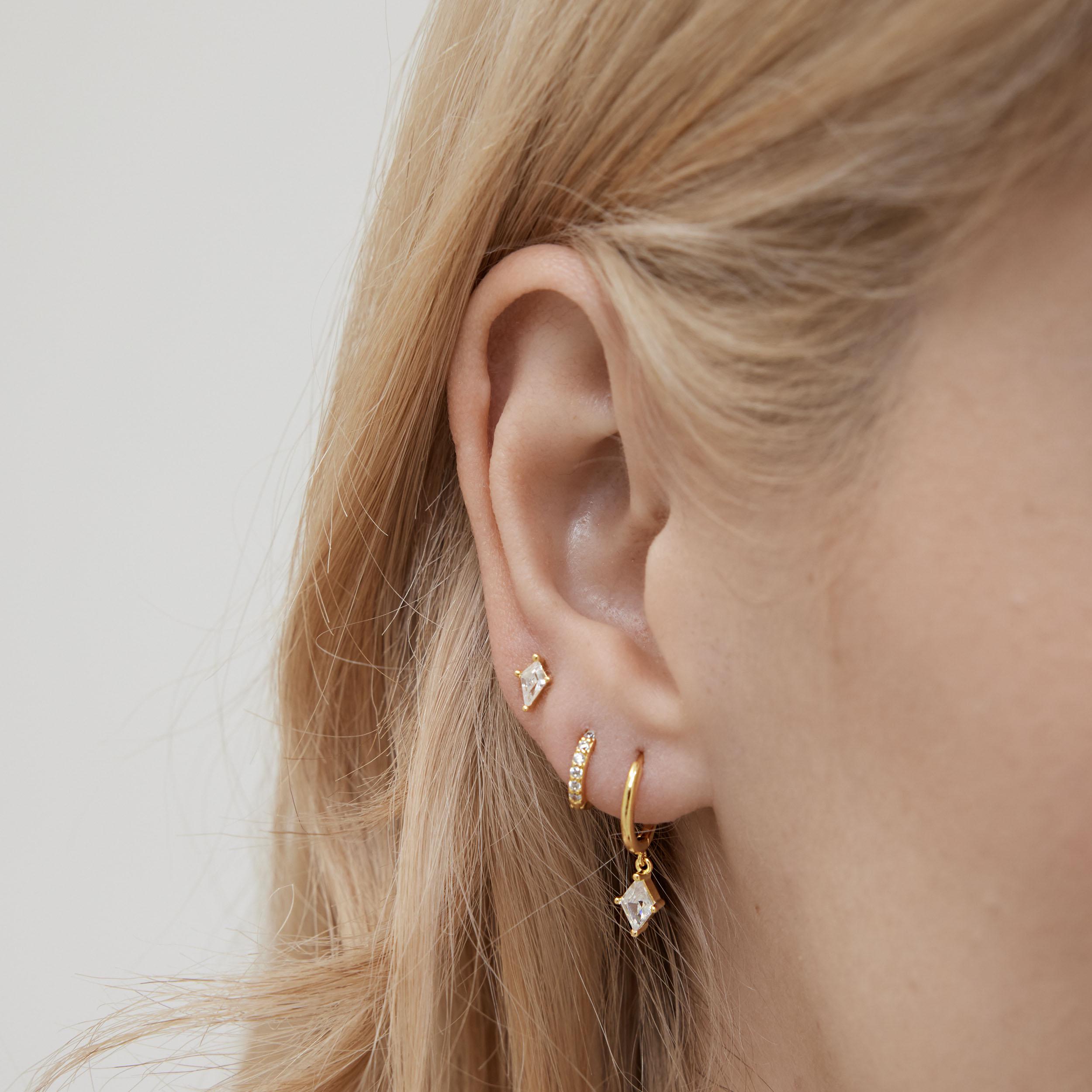 SET ITEM - Dangle Huggie Hoop Set • Dainty Hoop Earrings • Minimalist earrings - Sterling silver earring • earring set • gift set