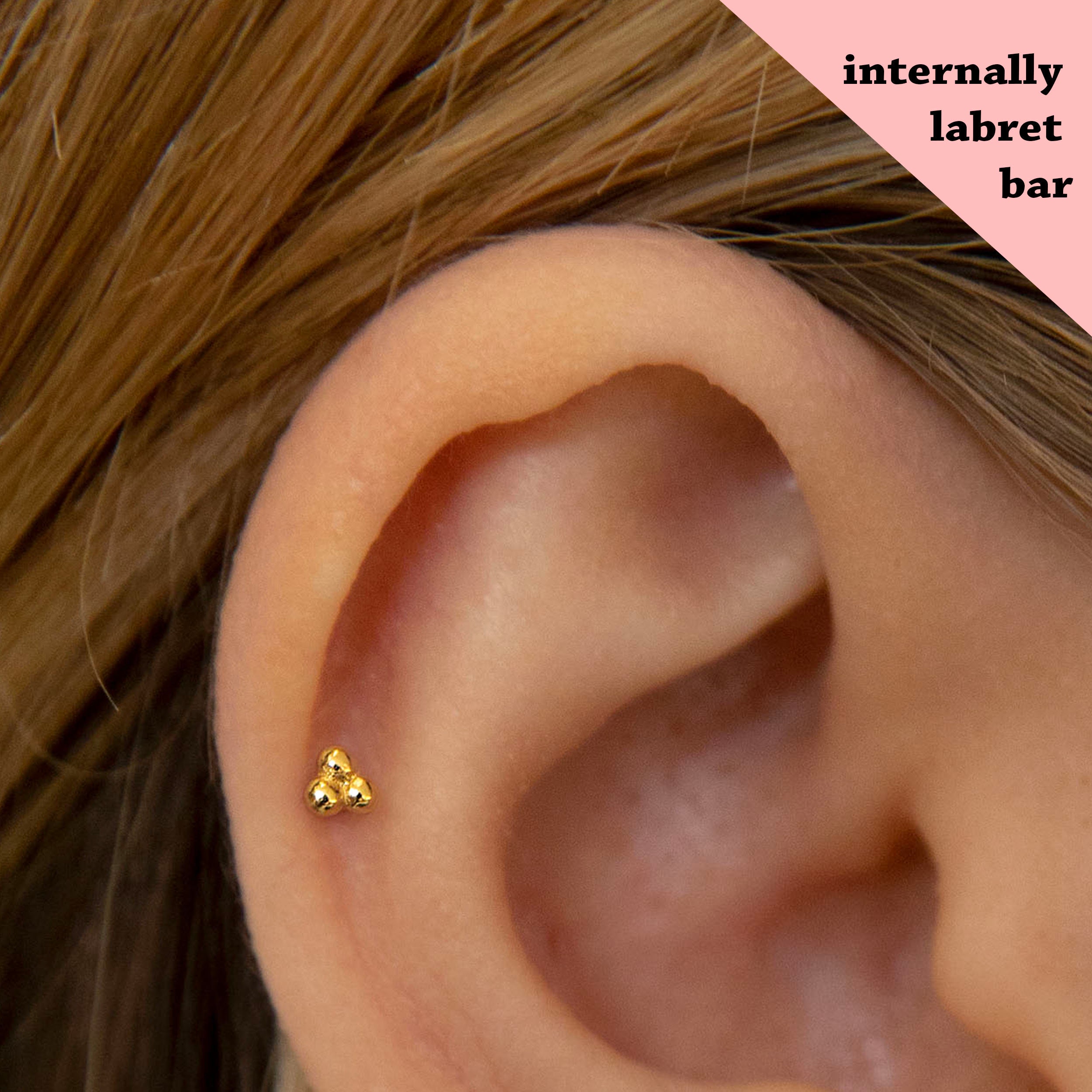 14K Gold Tragus Earrings Pc Color Labret Lip Ring Zircon