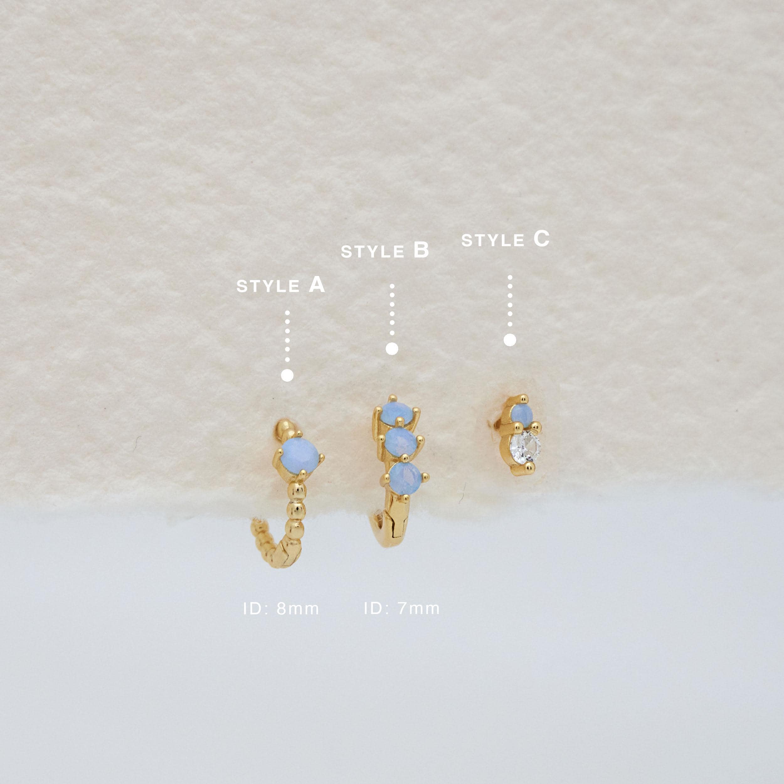 SET ITEM - Blue Stone Huggie Hoop Set • Dainty Hoop Earrings • Minimalist earrings - Sterling silver earring • earring set • gift set