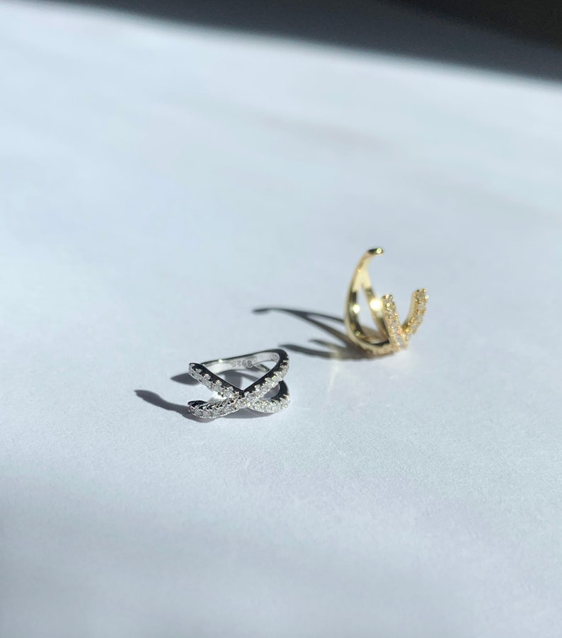 Cz Ear Cuff No Piercing Gold Ear Cuffs Silver Ear Cuff No Piecing Ear Cuff Tiny Gold Ear Cuff Dainty Ear Cuff Ear Cuff SINGLE image 5