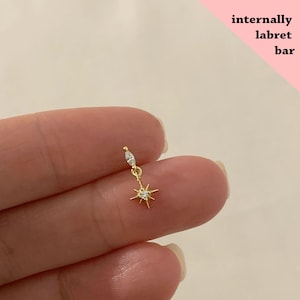 Pendentif labret 18G/16G Cz avec filetage interne • clou tragus • boucles d'oreilles conques • clou cartilage hélicoïdal • clou labret à l'arrière plat • clou de nez