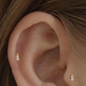 Two Stone Stud - Dainty Sterling Silver Stud earring