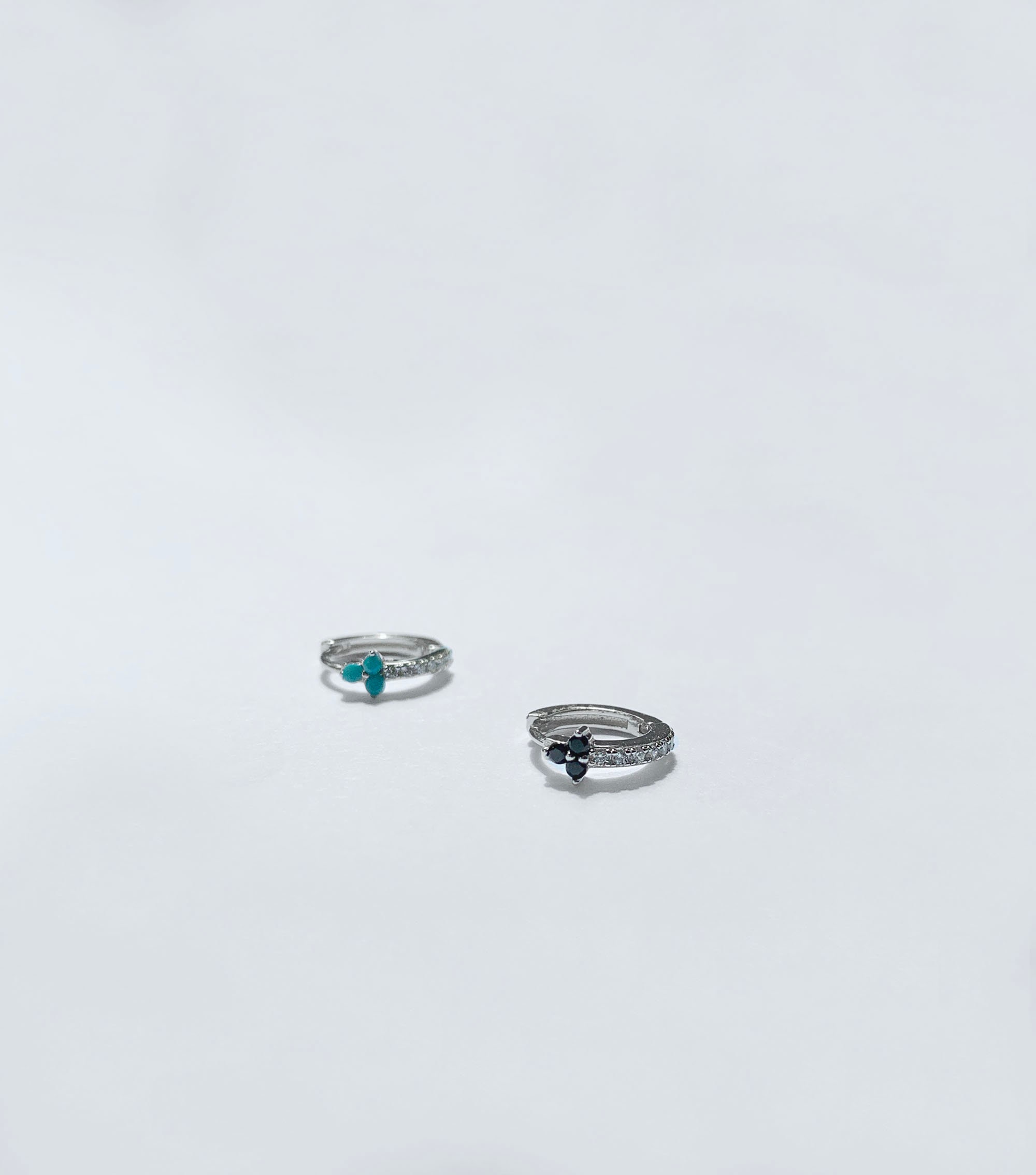Turquoise hoop earrings - Onyx hoop earrings - Dainty hoops - Huggie earrings - Colored stone hoop earrings - Cz hoop earrings