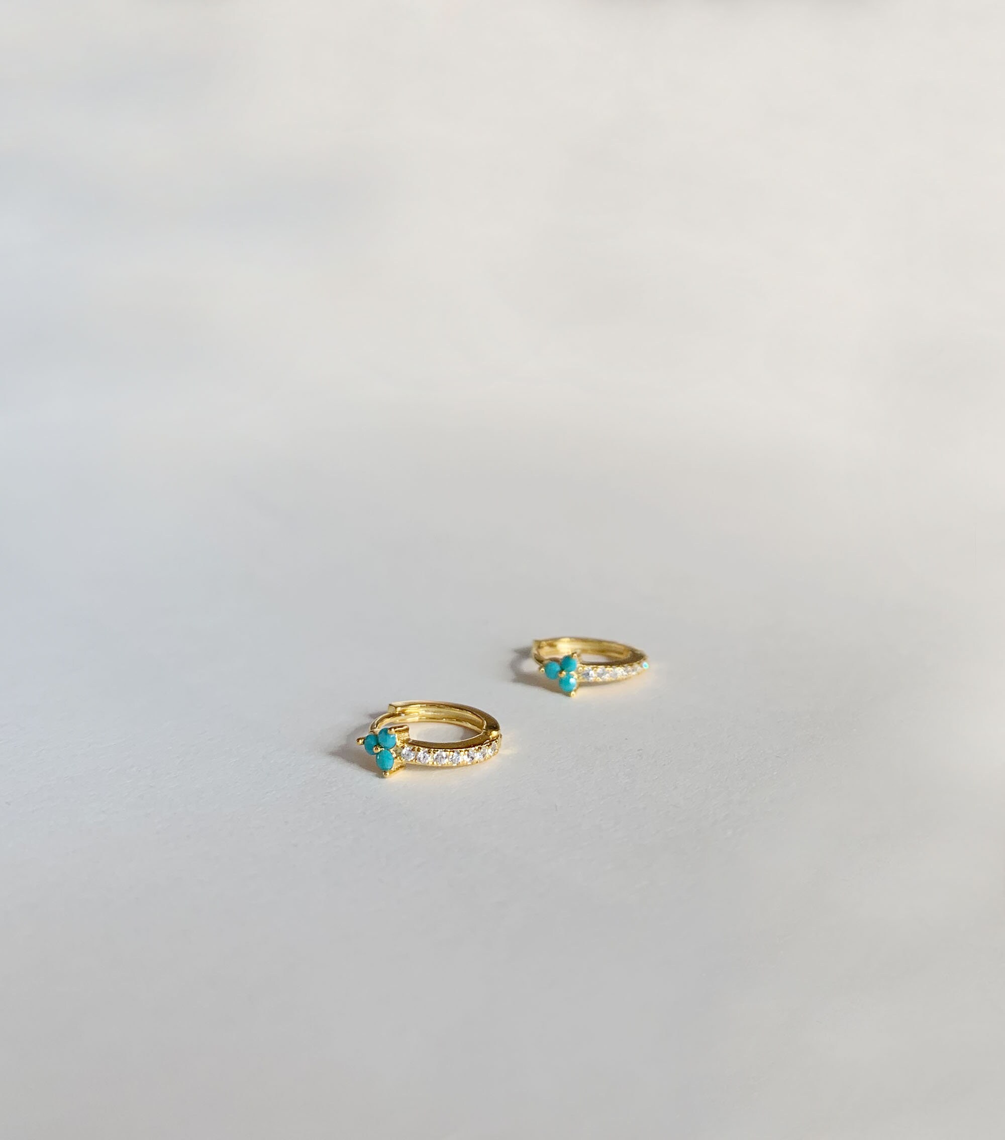 Turquoise hoop earrings - Onyx hoop earrings - Dainty hoops - Huggie earrings - Colored stone hoop earrings - Cz hoop earrings