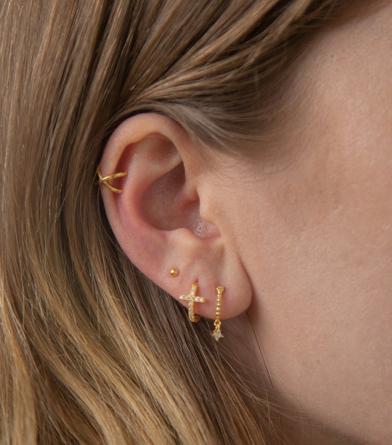 Cross gold ear cuff Non piercing ear cuff Gold ear cuff Etsy