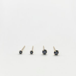 14K Solid Gold Stud - 2mm,3mm Black cz Stud Earring - Minimalist stud earrings - 14K Solid Gold Earring