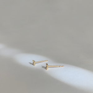 14K Solid Gold Stud Flower Stud Earring Minimalist stud earrings 14K Solid Gold Earring image 5