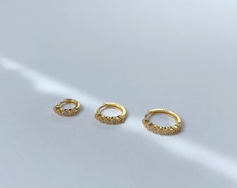 Sterling Silver Huggie Hoop Earring Cz Tiny Gold Hoops