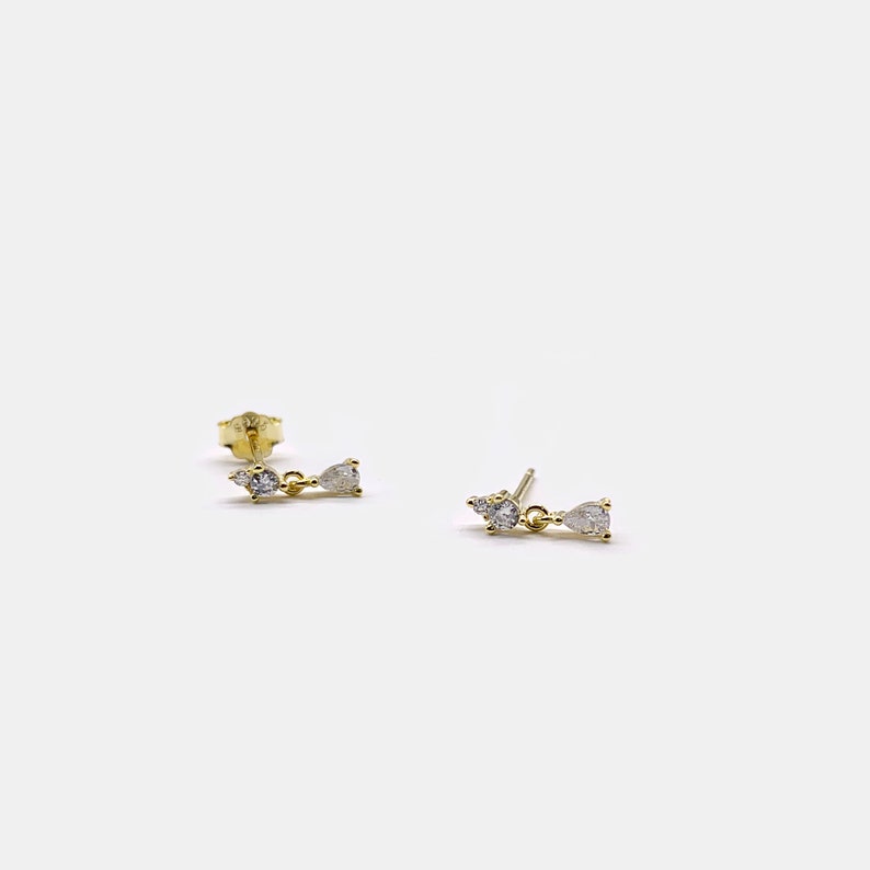 Cz dangle stud Tiny gold stud Silver tiny stud Minimalist stud earring Gold dainty stud Dainty stud image 3