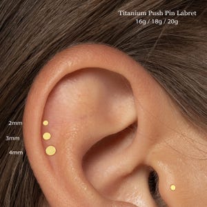 20/18/16G 2-4mm Disk Push Pin Labret • Titanium Threadless Flat Back Earring • Tragus Stud • Helix Stud • Cartilage Stud • Nose Stud