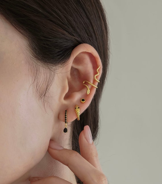 Snake Hoop Earrings Sterling Silver Hoop earrings Dainty Hoop earring