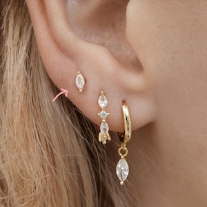 Tiny Marquise Stud Earring - Cz Stud Earring - Dainty Stud Earring - Sterling Silver Stud Earring