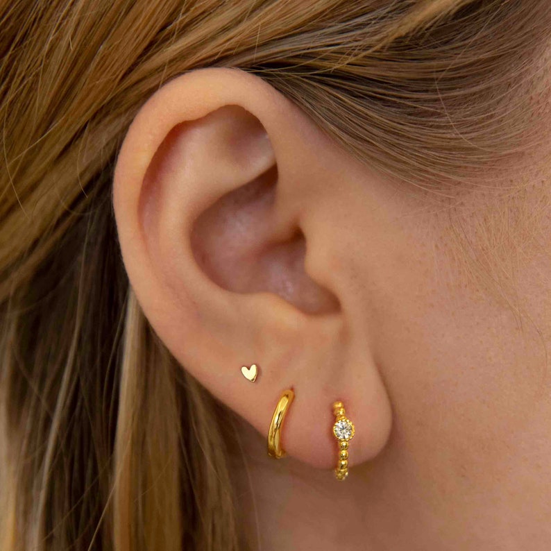 Tiny Heart stud earrings Dainty stud earrings Sterling silver stud earrings image 5