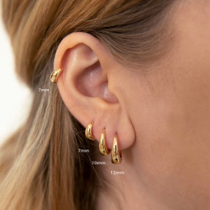 Tapered Hoop Earrings • Huggie Hoop Earrings • cartilage hoop • hoop earrings • helix hoop jj