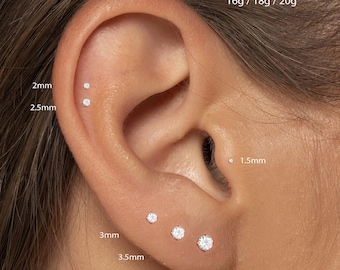 20/18/16G 1,5 mm~4 mm Cz-punaise Labret • Draadloze titanium oorbel met platte achterkant • Tragusknop • Helix-knop • Kraakbeenknop • Neusknop