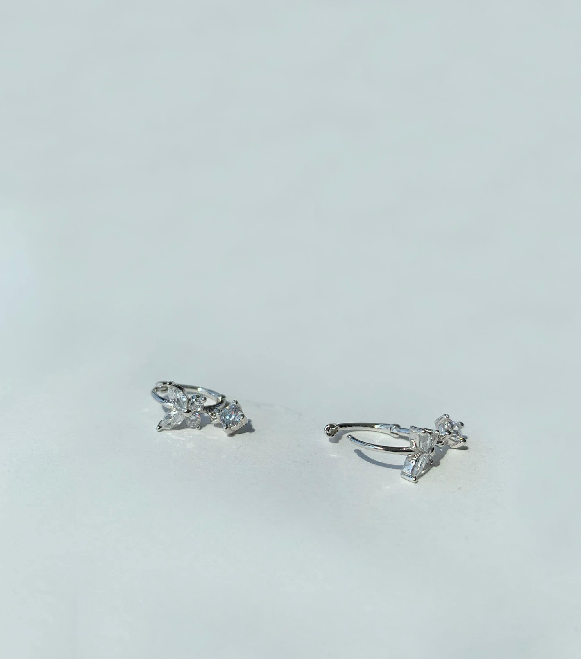 Butterfly hoop earrings - Cartilage hoop earrings - Cz dangle charm hoops - Cz earrings - Minimalist earrings - Tiny Hoop Earrings -