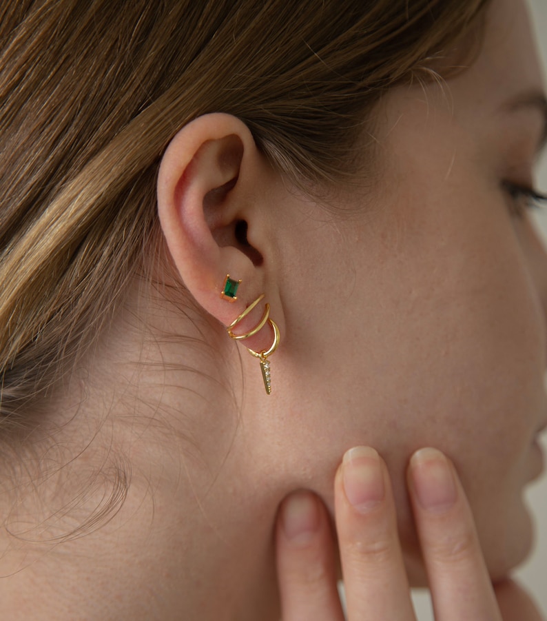 Emerald Stud Earring Green Stone Stud Earring Dainty Stud Etsy