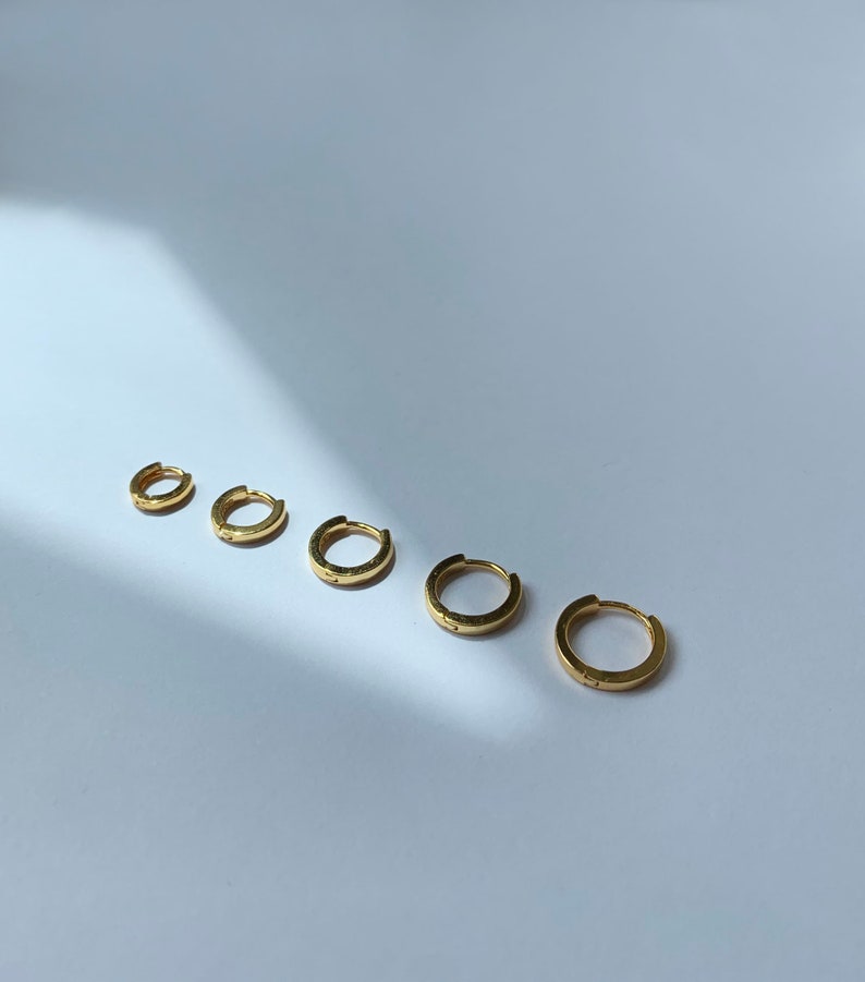 Tiny gold hoop Gold hoops Sterling Silver huggie Chunky hoop earrings Silver hoop huggie hoops earring Square Edge hoop earrings