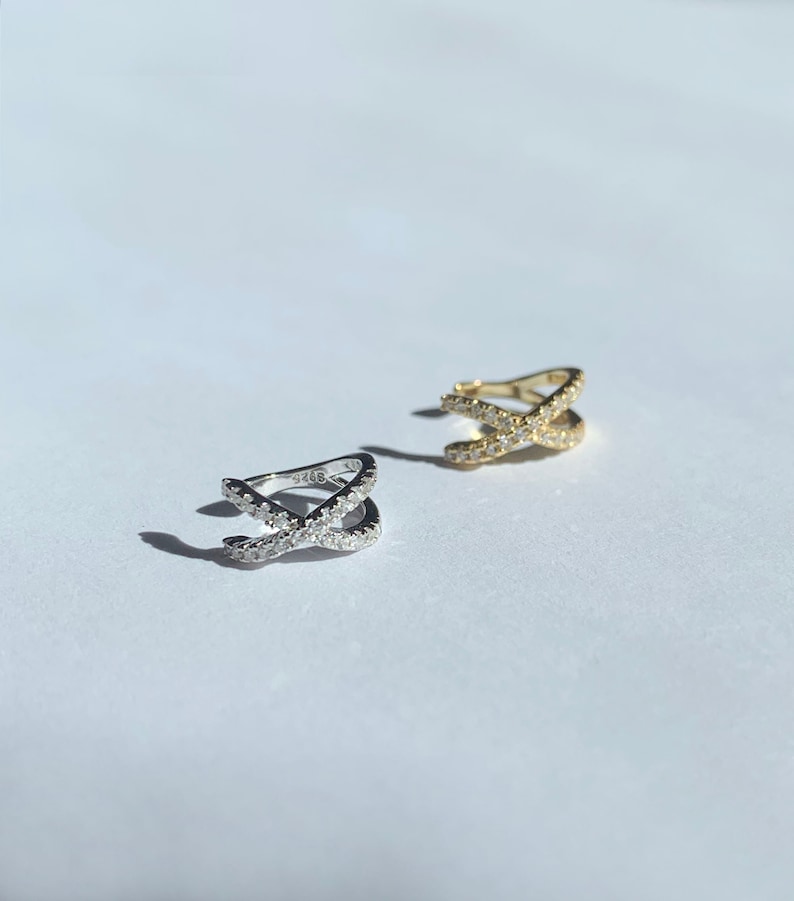 Cz Ear Cuff No Piercing Gold Ear Cuffs Silver Ear Cuff No Piecing Ear Cuff Tiny Gold Ear Cuff Dainty Ear Cuff Ear Cuff SINGLE image 2