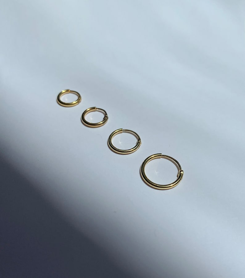 Tiny thin huggie hoopsPAIR Dainty huggie hoops Simple huggie hoops Gold huggie hoops Silver huggie hoops lll image 8