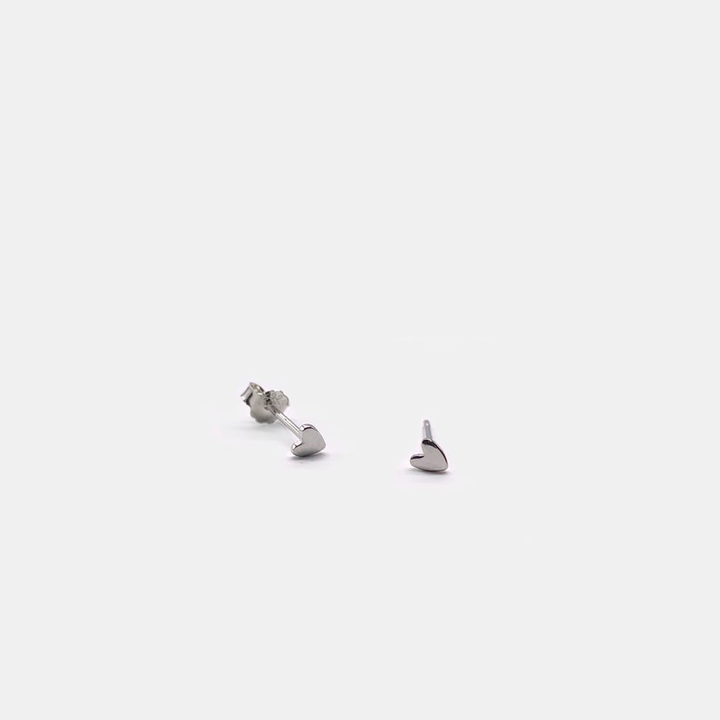Tiny Heart stud earrings Dainty stud earrings Sterling silver stud earrings image 4