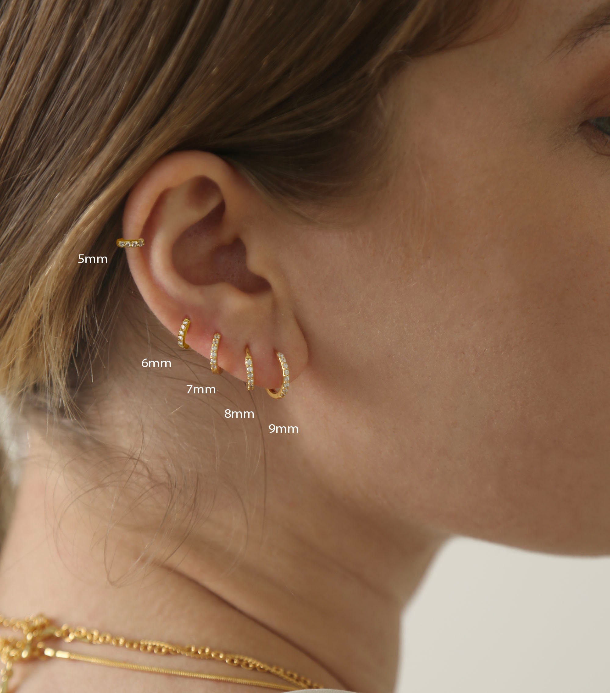 6mm 7mm 8mm 9mm 10mm 11mm 13mm 15mm Huggie Hoop Earrings 925 Sterling Silver 1.3mm Thin Cartilage Hinged Tiny Mini - Medium Huggy Hoop Earrings