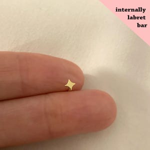 18G/16G Sparkle Star Internally Threaded Labret • tragus stud • conch earrings • cartilage helix stud • flat back labret stud • Nose Stud