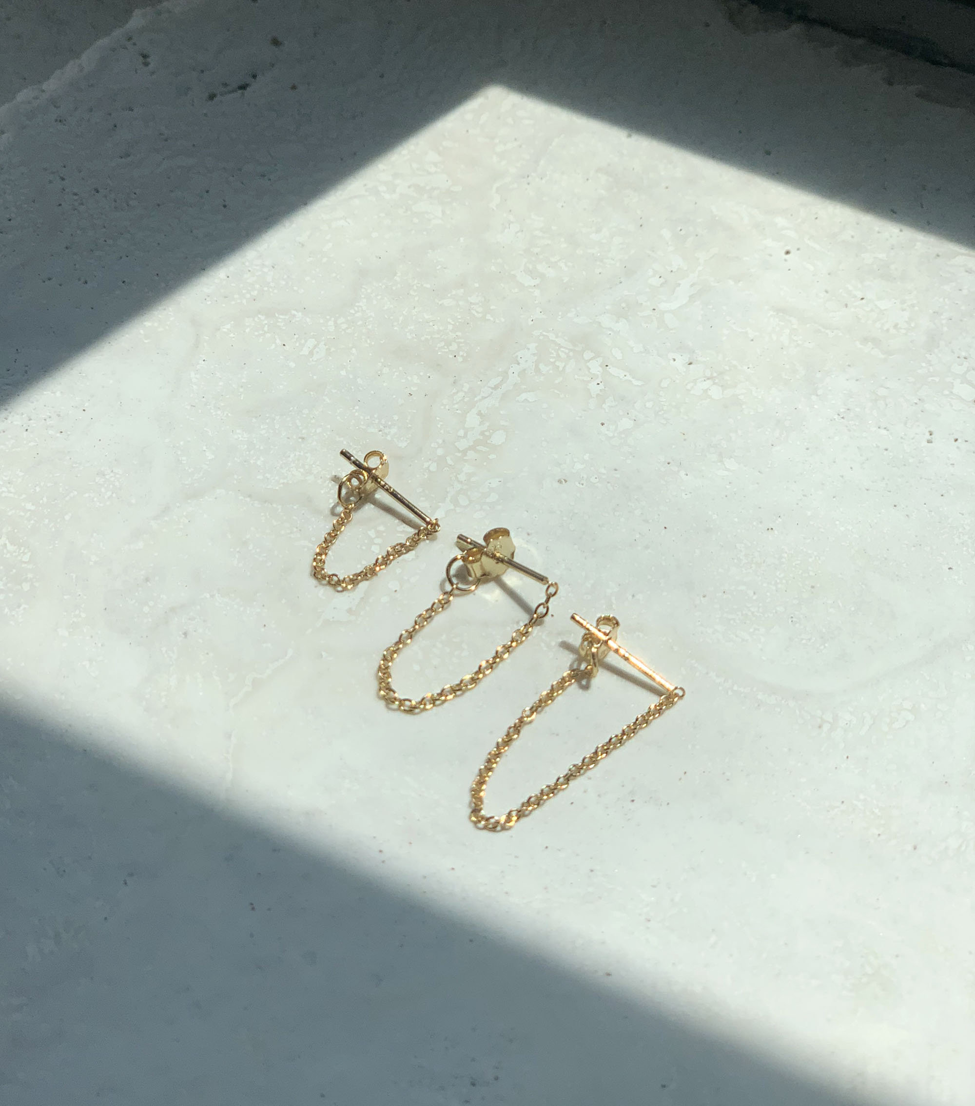 Gold Chain Earring - Minimalist Chain Earring - Sterling Silver Earring - Silver Chain Earring - Dainty Earring - Tiny Earring - For Daily