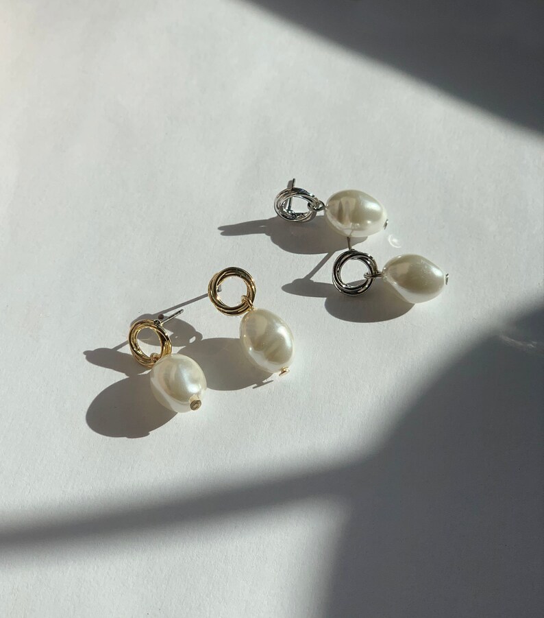 Small Drop Pearl Earrings Unique Pearls Earrings Pearl Etsy