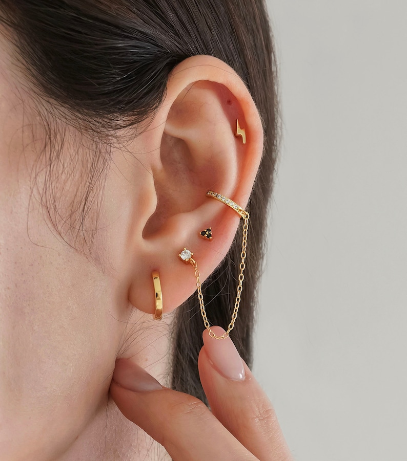 Ear Cuff Chain Earrings Cz Chain Earrings Cz Ear Cuff No Etsy