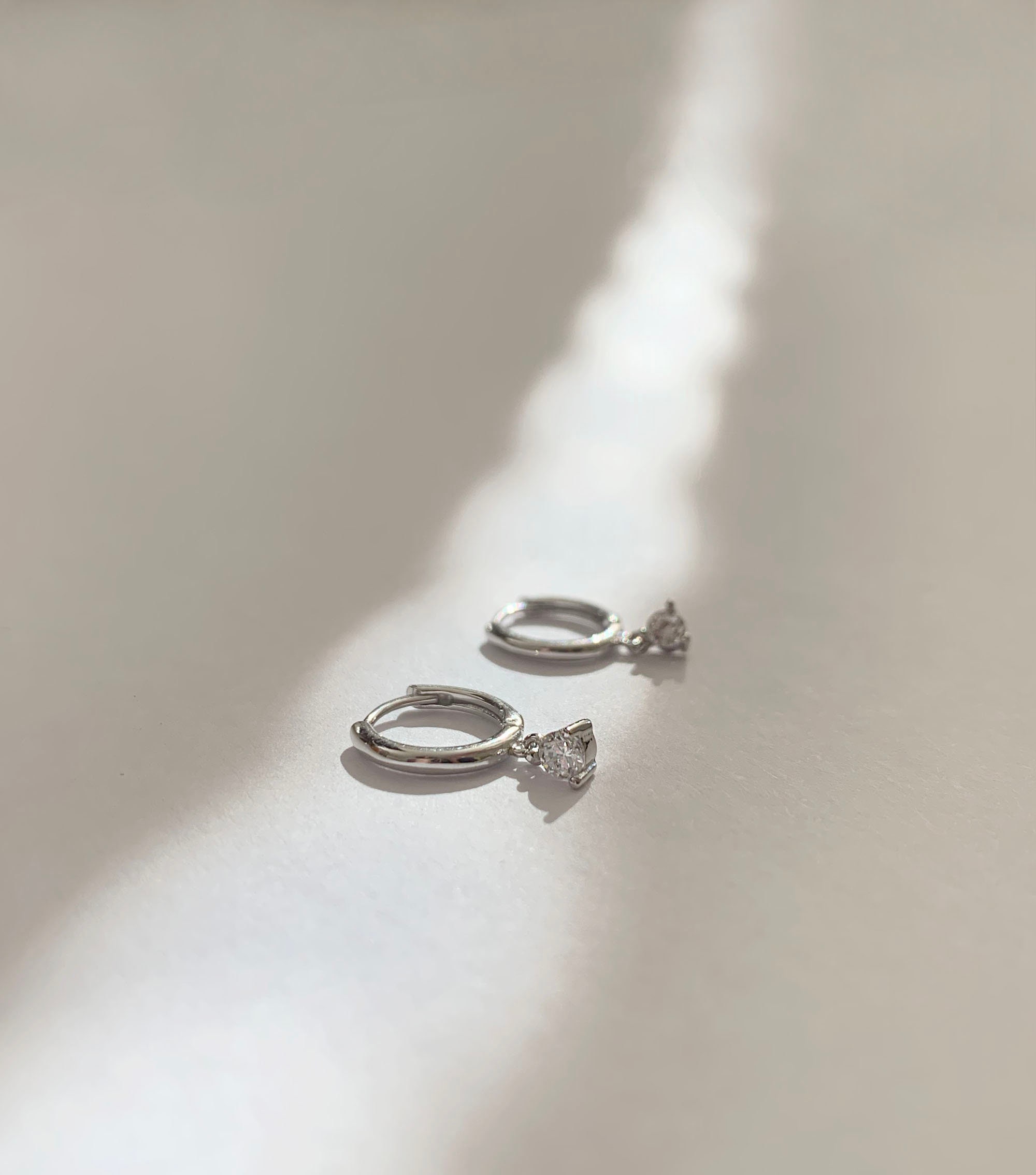 Cz dangle charm hoops - Cz earrings - Minimalist earrings - Tiny Hoop Earrings - Thin hoops - Huggie hoops - Gold hoops