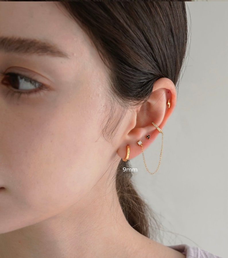 Tiny gold hoop Gold hoops Sterling Silver huggie Chunky hoop earrings Silver hoop huggie hoops earring Square Edge hoop earrings