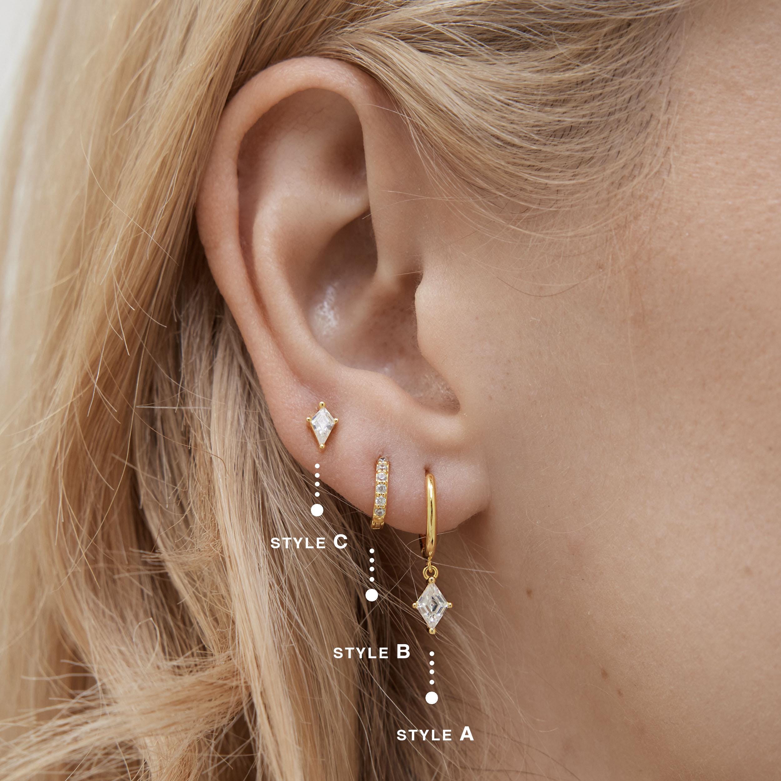 SET ITEM - Dangle Huggie Hoop Set • Dainty Hoop Earrings • Minimalist earrings - Sterling silver earring • earring set • gift set