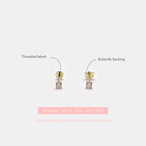 Tiny cz stud earrings Dainty Minimalist earrings Sterling silver earring Gold stud earrings PAIR image 8
