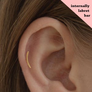 18G/16G Bar Climber Internally Threaded Labret • tragus stud • conch earrings • cartilage helix stud • flat back labret stud • Nose Stud