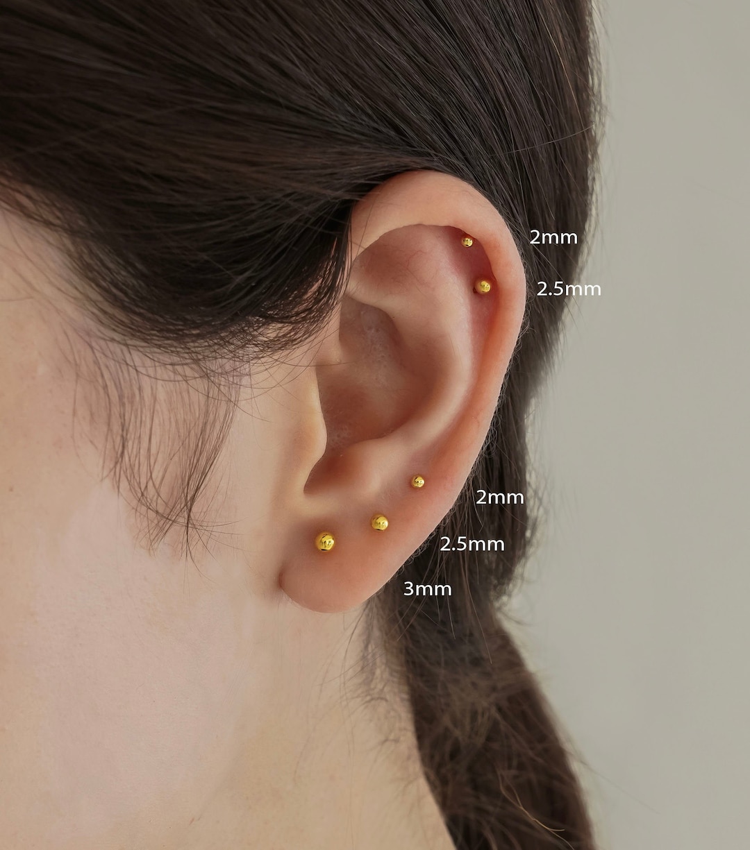 3mm stud earrings gold deals